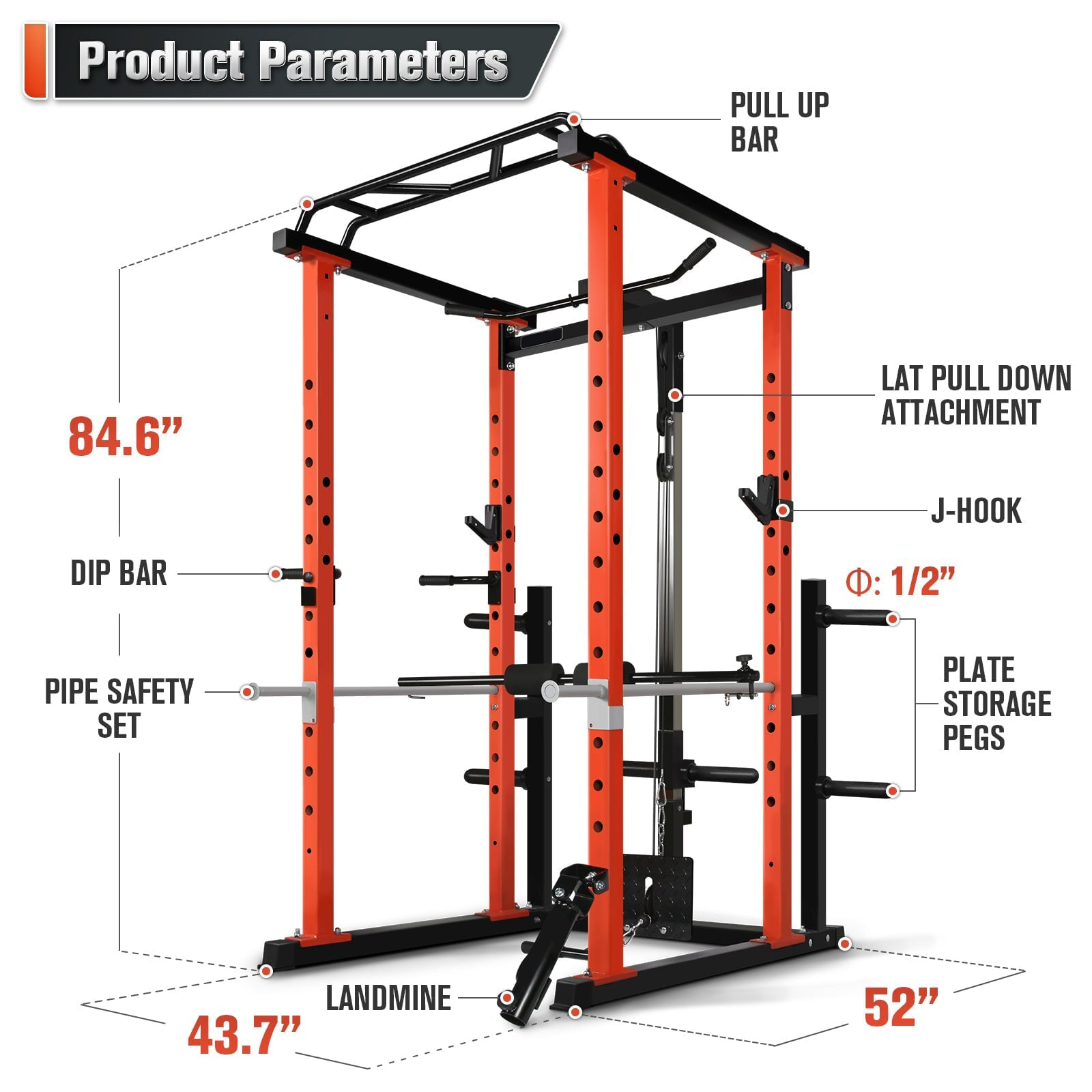 Squat Rack Power - Commercial Multi-function Power Cage Home Gym