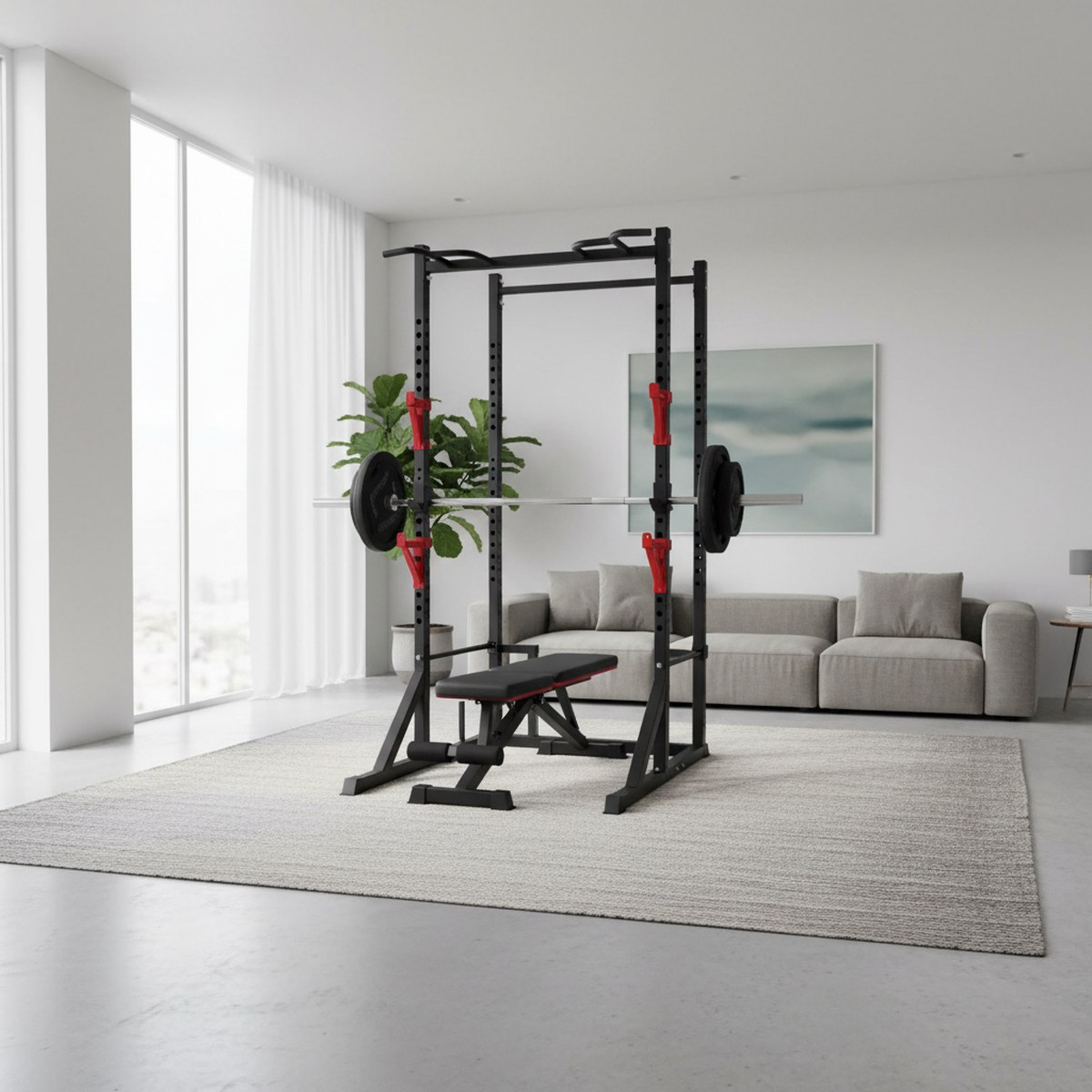 Adjustable Power Rack with Pul - Squat Rack Power ulasan dan harga