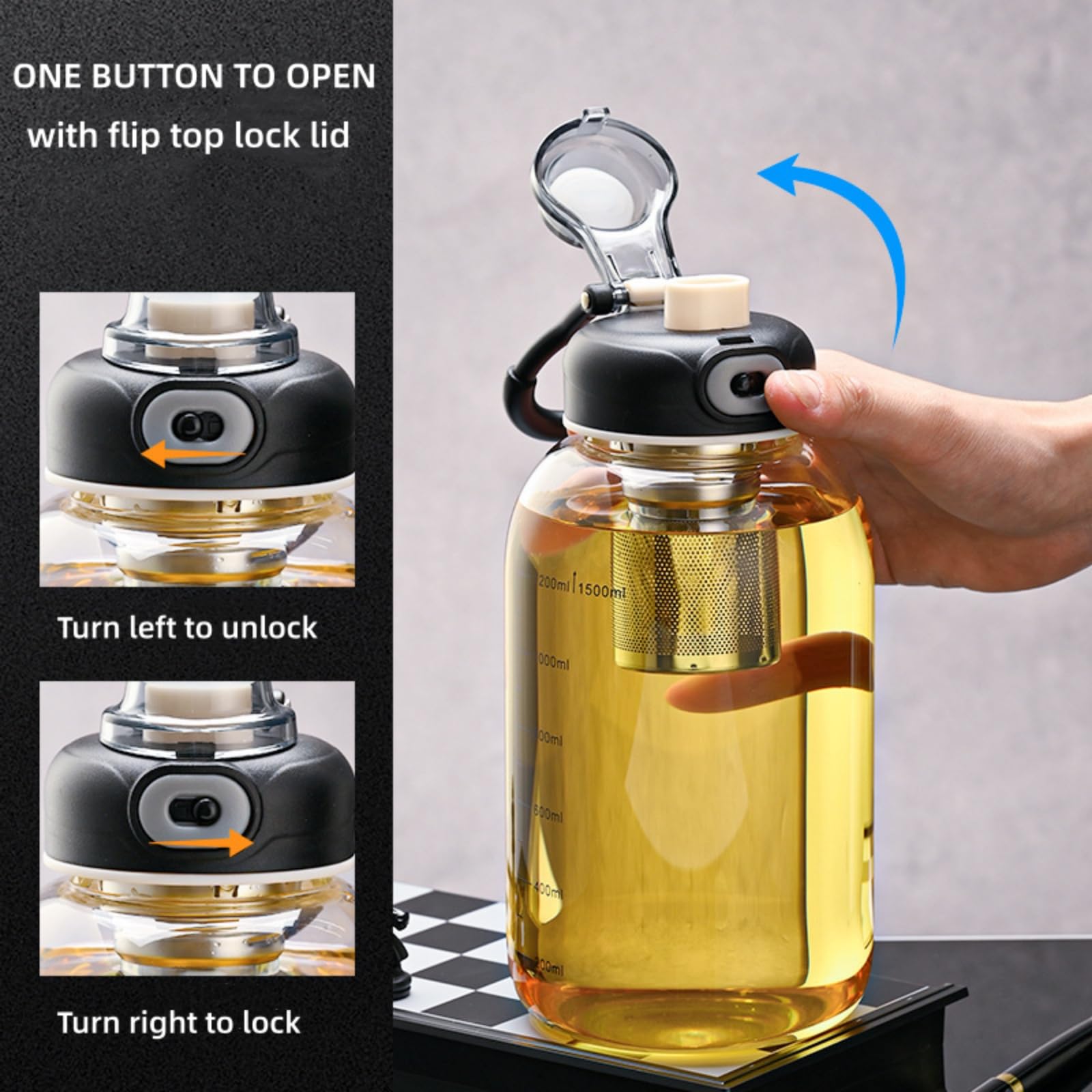 Glass Tea Tumbler with Infuser - Home Gym Kettler ulasan dan harga