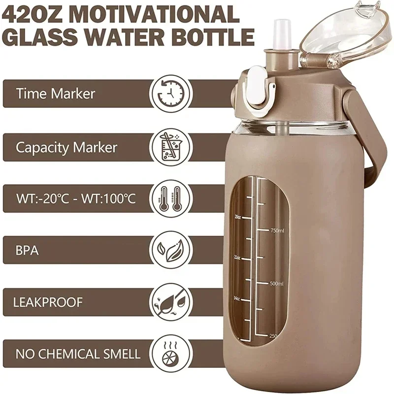 1000ML Glass Water Bottles Wit - Home Gym Kettler ulasan dan harga