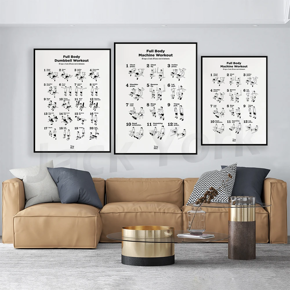 Dumbbell Workout Poster,Gym Po - Home Gym York ulasan dan harga
