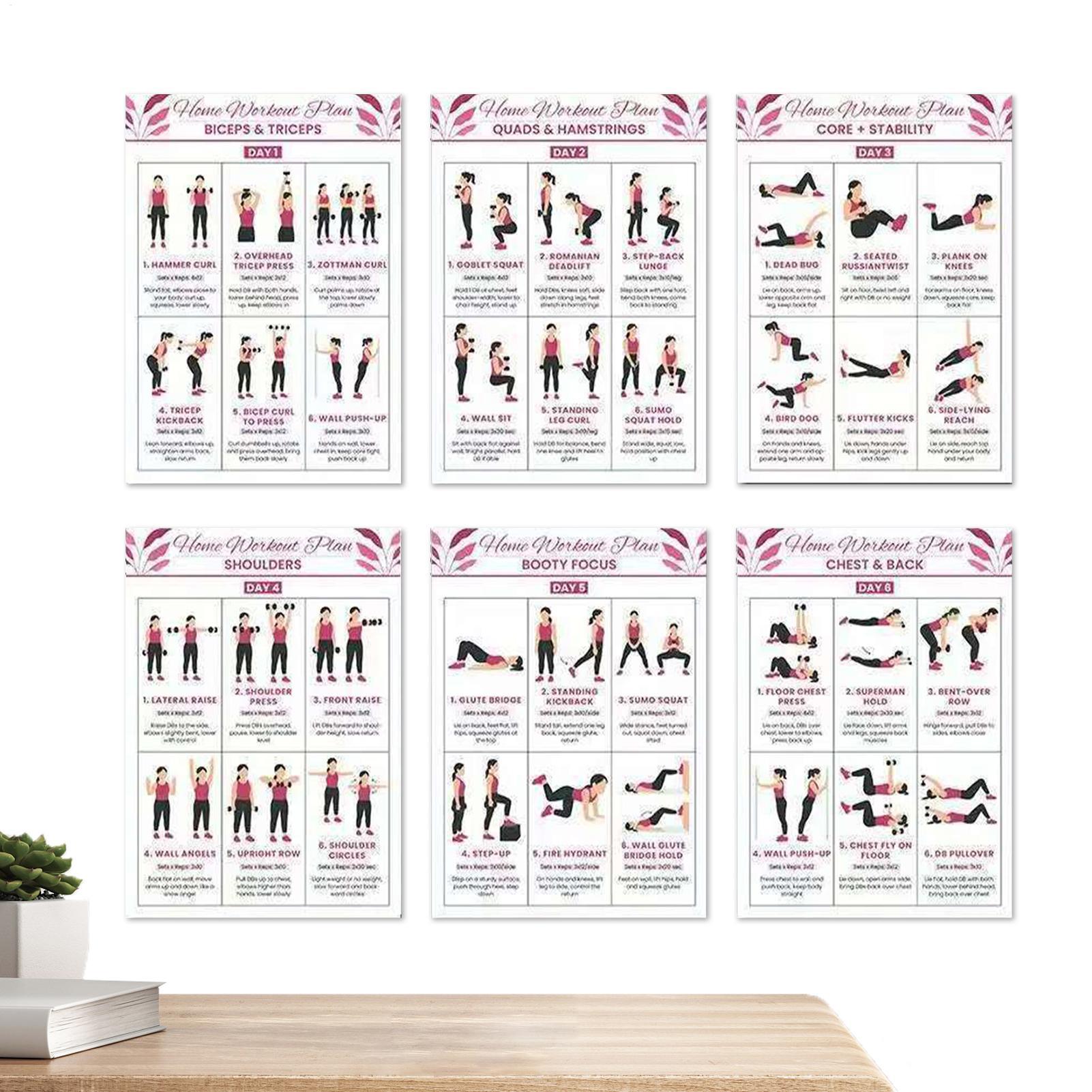 Exercise Posters 6 Pieces Full - Home Gym Guide ulasan dan harga